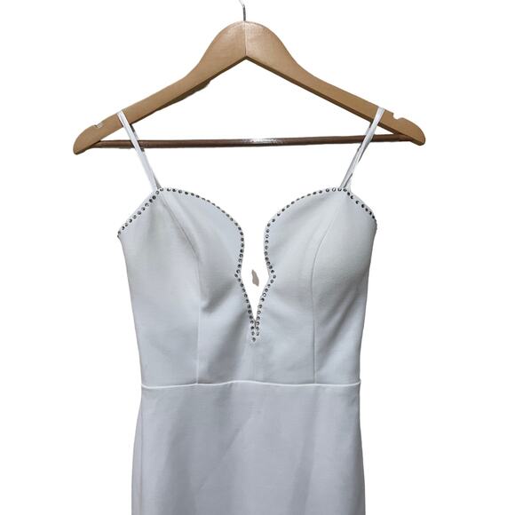 AQUA Rhinestone Embellished Strapless Crepe Midi Dress Size 8 New with Tags - Picture 8 of 9